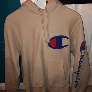Champion reverse weave tan hoodie big c